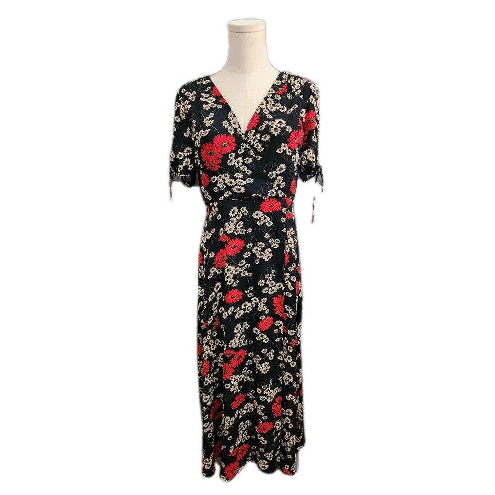 Madewell Hillside Daisies Peek A Boo Midi wrap dress Size 2 Surplice Bust - Picture 4 of 10
